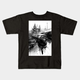 Ink Train Gothic Black White Surrealism Kids T-Shirt